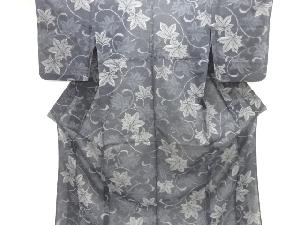 唐草模様織り出し夏十日町紬着物